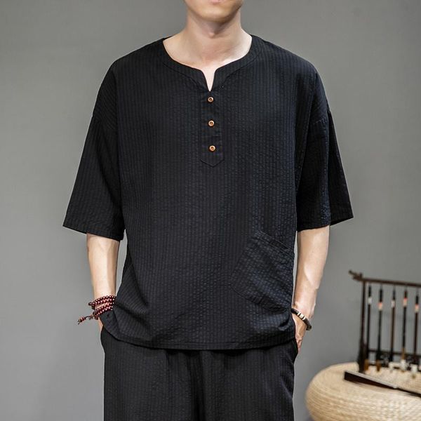 ethnic clothing cotton linen t-shirt men's summer short sleeve chinese fashion brand loose large fat versatile youth tang style v-neck, Red
ethnic clothing cotton linen t-shirt men's summer short sleeve chinese fashion brand loose large fat versatile youth tang style v-neck, Red