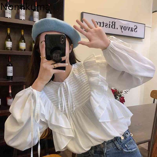 nomikuma blouse women korean pleated ruffle causal shirt spring bow tie o-neck lantern sleeve blusas de mujer 6g104 210427, White
nomikuma blouse women korean pleated ruffle causal shirt spring bow tie o-neck lantern sleeve blusas de mujer 6g104 210427, White