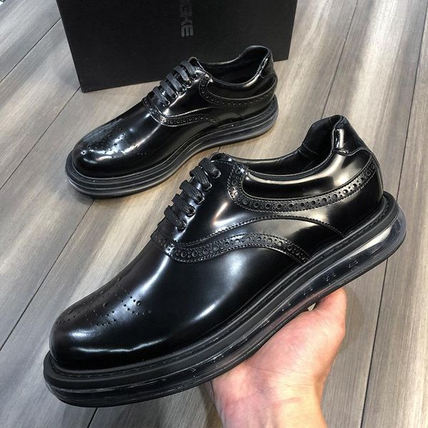 brock carved business casual formal leather shoes air cushion soles thick raised wedding tips dress, Black
brock carved business casual formal leather shoes air cushion soles thick raised wedding tips dress, Black