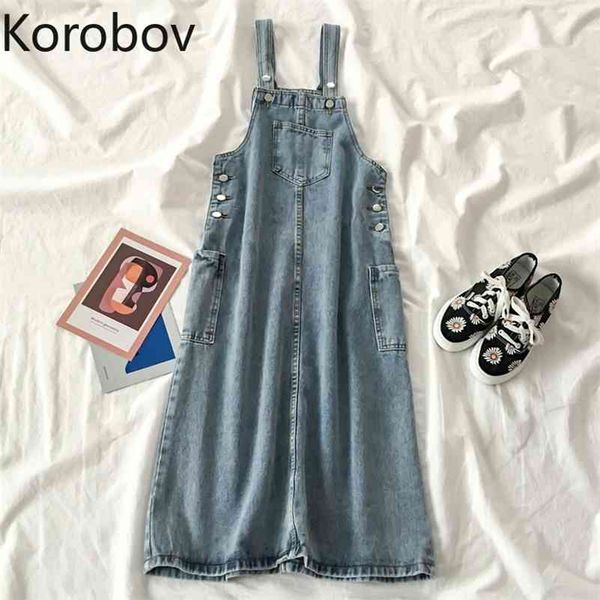 korobov preppy style women spaghetti strap dress japanese korean vintage dresses new chic button pockets denim vestidos 210430, Black;gray
korobov preppy style women spaghetti strap dress japanese korean vintage dresses new chic button pockets denim vestidos 210430, Black;gray