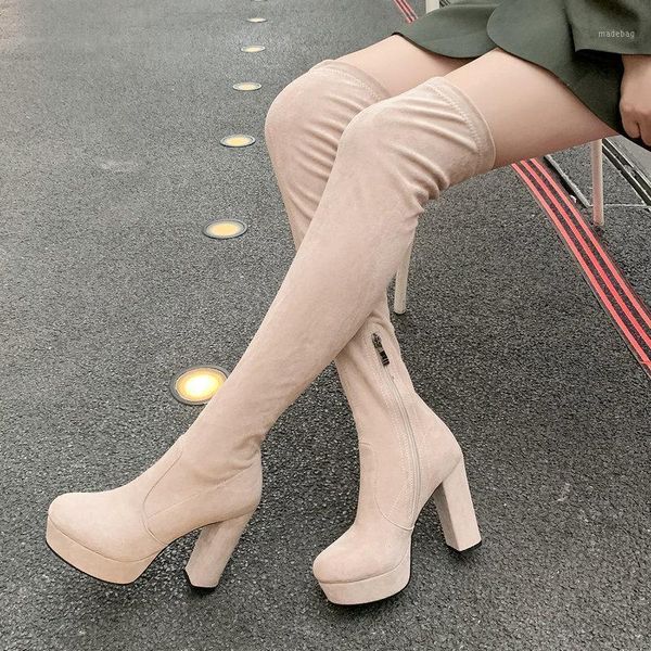 boots cow suede over the knee stretch women platform square high heel thigh zipper autumn winter long woman, Black
boots cow suede over the knee stretch women platform square high heel thigh zipper autumn winter long woman, Black