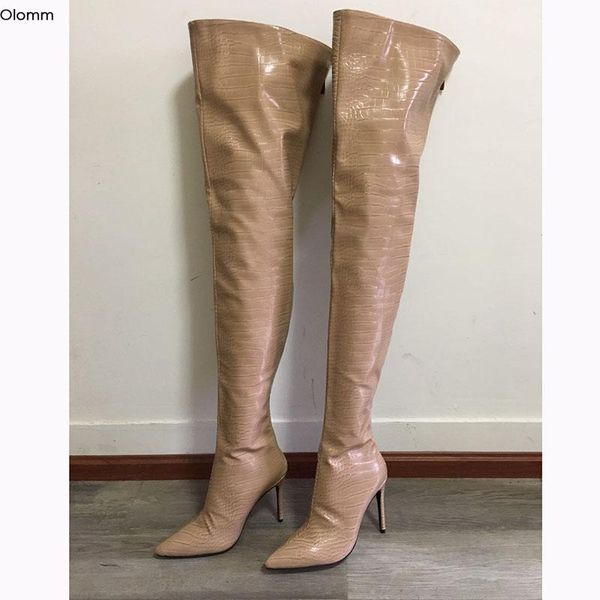 boots olomm handmade women thigh high stiletto heels pointed toe super nude night club shoes us size 5-15, Black
boots olomm handmade women thigh high stiletto heels pointed toe super nude night club shoes us size 5-15, Black