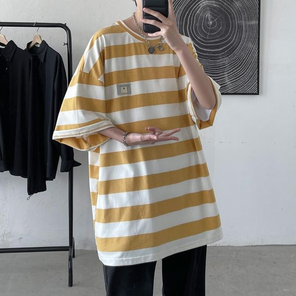 men's t-shirts 2021 summer striped tshirt loose cotton streetwear casual all-match t-shirt male tees hip hop homme o-neck men short, White;black
men's t-shirts 2021 summer striped tshirt loose cotton streetwear casual all-match t-shirt male tees hip hop homme o-neck men short, White;black