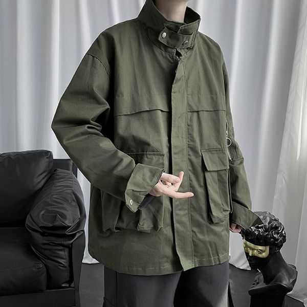 men's jackets autumn black/army jacket men stand collar zipper oversize cargo coat 2021 pockets harajuku vintage for man, Black;brown
men's jackets autumn black/army jacket men stand collar zipper oversize cargo coat 2021 pockets harajuku vintage for man, Black;brown