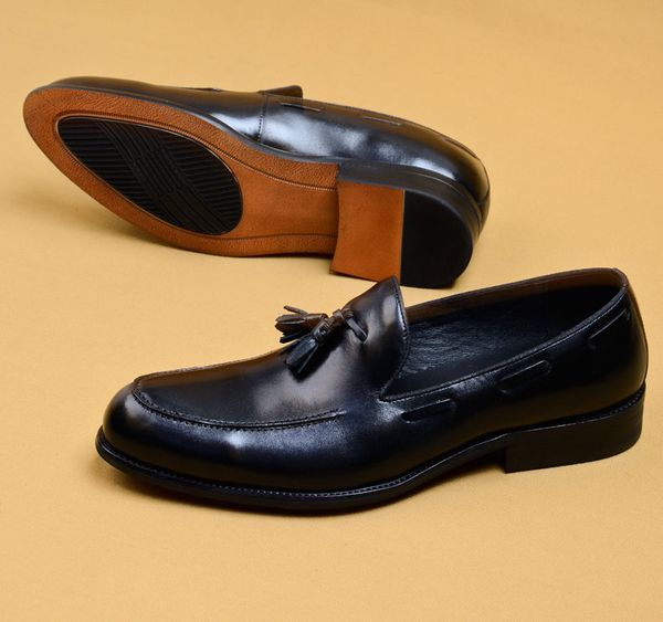 men genuine leather dress shoes oxford luxury italian style pointed toe formal wedding tassel slip-on shoes us 11.5, Black
men genuine leather dress shoes oxford luxury italian style pointed toe formal wedding tassel slip-on shoes us 11.5, Black