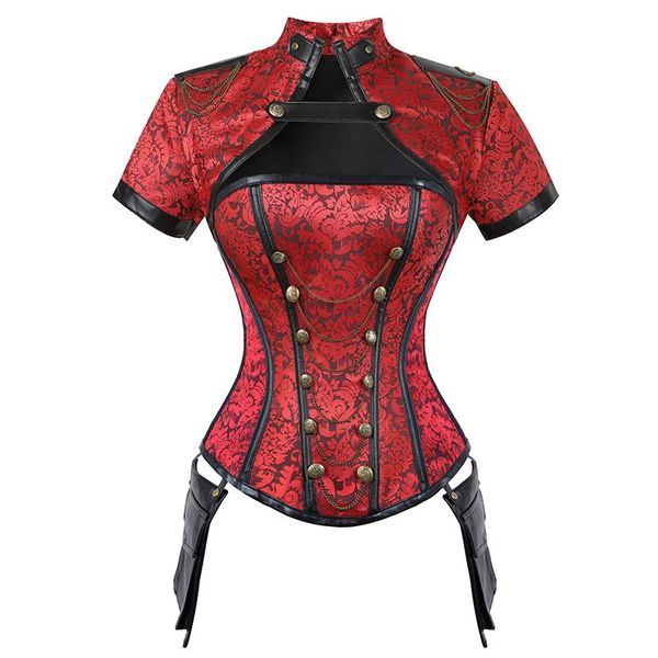 bustiers & corsets gothic girdle vest retro punk lingeries with shawl steel-bone court corset zipper black top, Black;white
bustiers & corsets gothic girdle vest retro punk lingeries with shawl steel-bone court corset zipper black top, Black;white