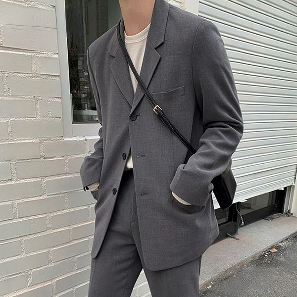 men's grey suit coat korean trendy grey blazers handsome loose single breasted causal noted 2021spring autumn new, White;black
men's grey suit coat korean trendy grey blazers handsome loose single breasted causal noted 2021spring autumn new, White;black