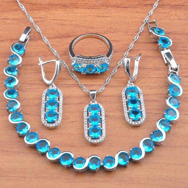 wedding jewelry sets 2021 bridal sky blue zirconia 925 silver for women earrings necklace pendant ring bracelets set js0701, Slivery;golden 
wedding jewelry sets 2021 bridal sky blue zirconia 925 silver for women earrings necklace pendant ring bracelets set js0701, Slivery;golden