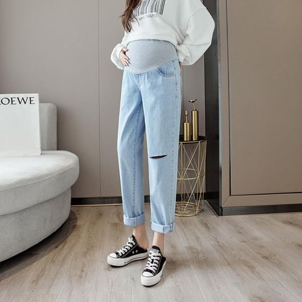 maternity bottoms pregnant women's jeans summer thin section ripped high waist belly lift harlan carrot daddy spring and autumn, White
maternity bottoms pregnant women's jeans summer thin section ripped high waist belly lift harlan carrot daddy spring and autumn, White