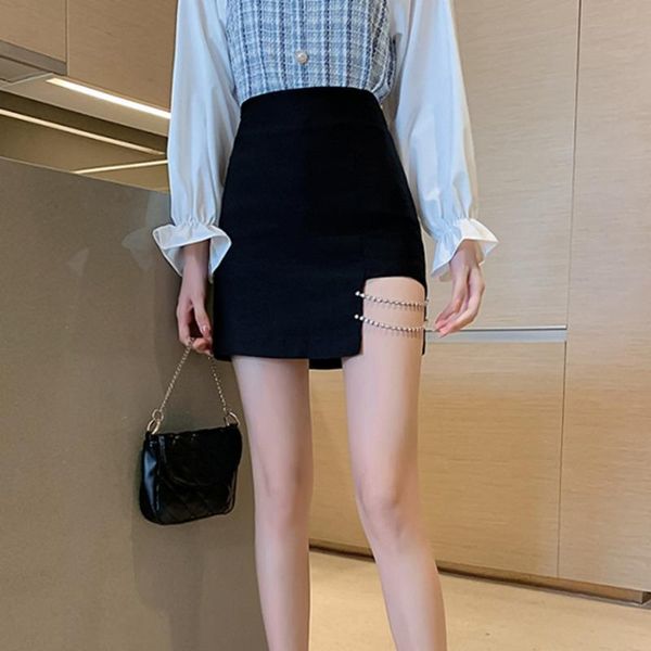 skirts black summer exposed thighs diamond chain slim a-line mini skirt split women's pearl korean women 0ir0
skirts black summer exposed thighs diamond chain slim a-line mini skirt split women's pearl korean women 0ir0