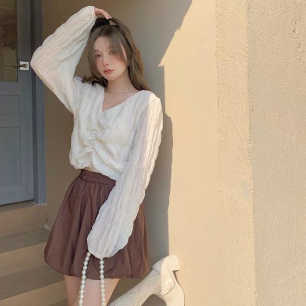women's tracksuits sweet two piece set women v-neck long puff sleeve sunscreen shirt loose + bud skirt shorts suit fashion vetement fem, Gray
women's tracksuits sweet two piece set women v-neck long puff sleeve sunscreen shirt loose + bud skirt shorts suit fashion vetement fem, Gray