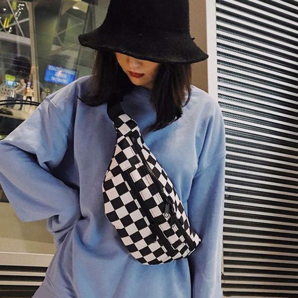 chboard black and white checked waist bag women 2021 fashion menger bag canvas chest double zipper
chboard black and white checked waist bag women 2021 fashion menger bag canvas chest double zipper