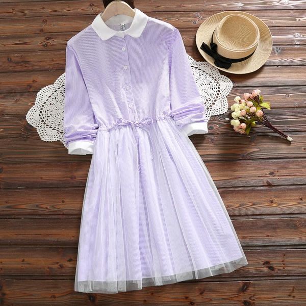 casual dresses 2021 autumn long sleeve striped dress sweet princess mesh, Black;gray
casual dresses 2021 autumn long sleeve striped dress sweet princess mesh, Black;gray