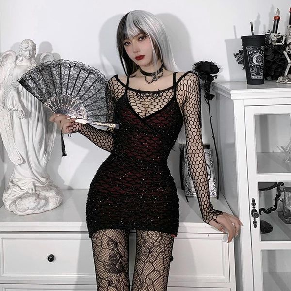 casual dresses punk gothic dress women street mall goth y2k spaghetti strap v neck sequins bodycon fairy grunge partywear, Black;gray
casual dresses punk gothic dress women street mall goth y2k spaghetti strap v neck sequins bodycon fairy grunge partywear, Black;gray