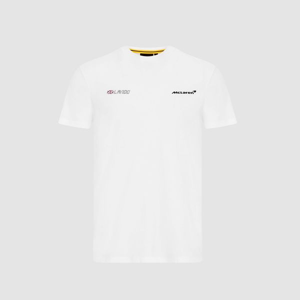 the mclaren f1 norris 4 white round collar short sleeve t-shirt, White;black