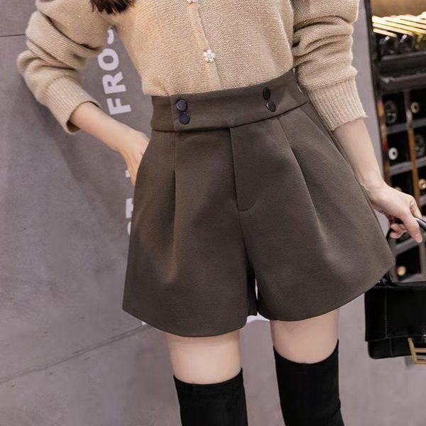 women's shorts autumn winter high elastic waist loose wide leg female warm solid color ladies fashion casual mini trouser a09, White;black
women's shorts autumn winter high elastic waist loose wide leg female warm solid color ladies fashion casual mini trouser a09, White;black
