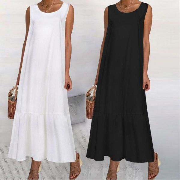 casual dresses solid color cotton maxi dress for women round neck sleeveless summer a-line loose beach holiday sundress party vestidos, Black;gray
casual dresses solid color cotton maxi dress for women round neck sleeveless summer a-line loose beach holiday sundress party vestidos, Black;gray