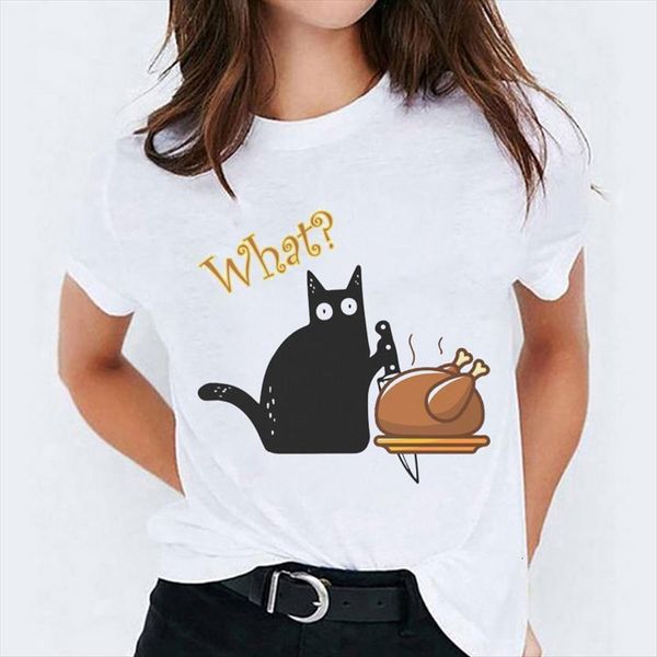 cat cartoon clothing thanksgiving halloween womens print graphic ladies female tee, White
cat cartoon clothing thanksgiving halloween womens print graphic ladies female tee, White
