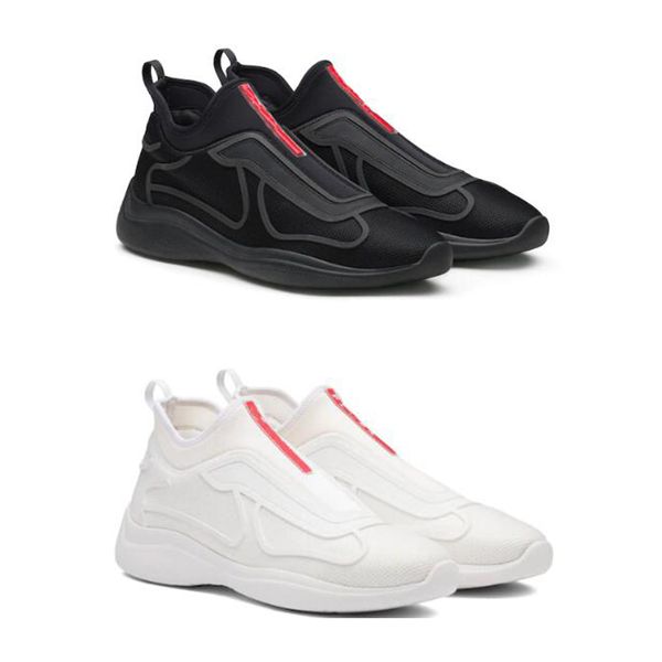 2021 bike knit sneakers mens designer shoes light flexible sole rubber appliqués runner trainers platform sneaker outdoor casual shoes with, Black