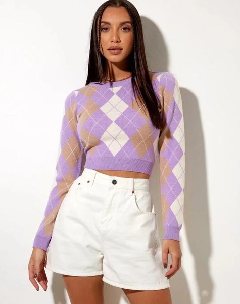 women's sweaters girls long sleeve knitwear, diamond check pullovers autumn ladies contrast color plaid round collar short sweater knit, White;black
women's sweaters girls long sleeve knitwear, diamond check pullovers autumn ladies contrast color plaid round collar short sweater knit, White;black