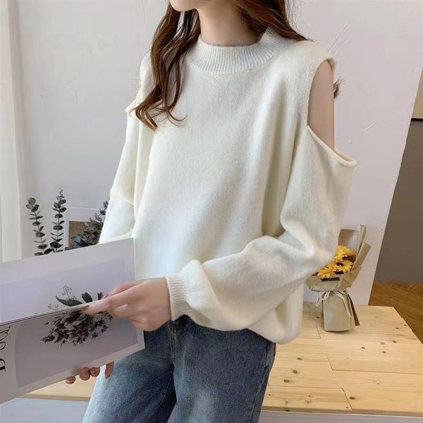 women's sweaters women vintage daily oversized cropped girls pullovers long-sleeved jumper solid color knitted, White;black
women's sweaters women vintage daily oversized cropped girls pullovers long-sleeved jumper solid color knitted, White;black
