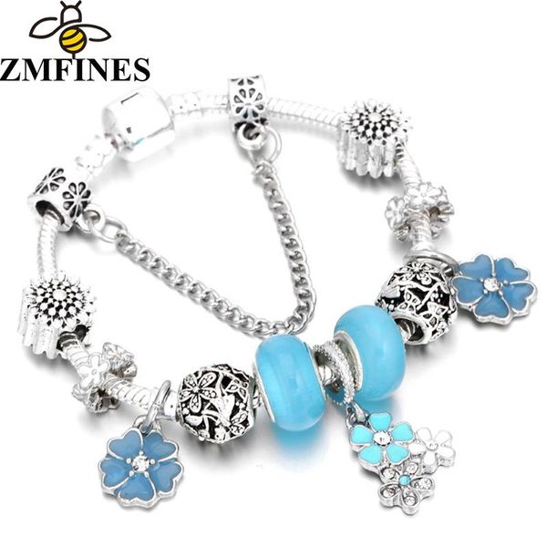 charm bracelets zmfines european style silver color crystal flower with snake chain diy brand for women jewelry gift, Golden;silver
charm bracelets zmfines european style silver color crystal flower with snake chain diy brand for women jewelry gift, Golden;silver