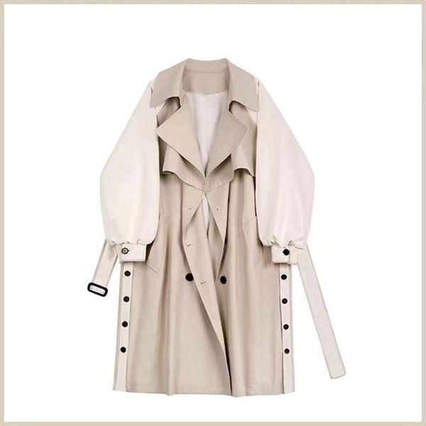 women's trench coats khaki patchwork women winter turn-down collar belt bandage double breasted loose straight elegant female, Tan;black
women's trench coats khaki patchwork women winter turn-down collar belt bandage double breasted loose straight elegant female, Tan;black