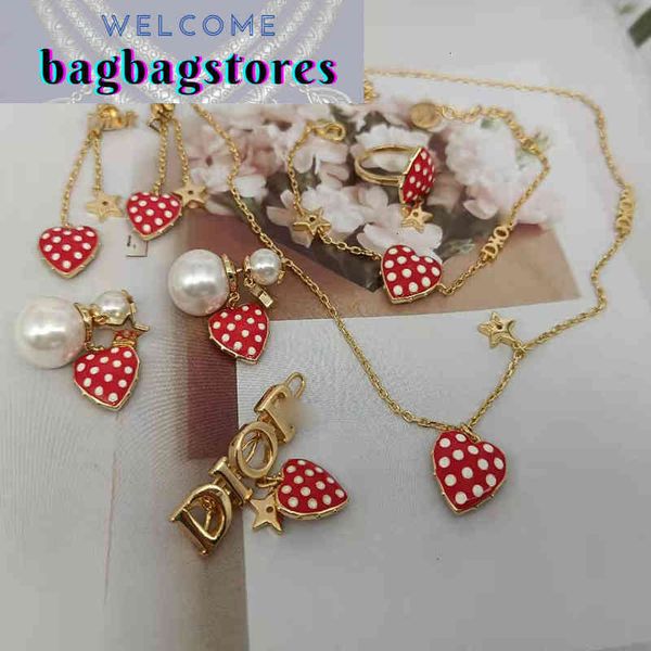 red love strawberry women's necklace set d family letter fashion exquisite temperament girls' jewelry, Silver
red love strawberry women's necklace set d family letter fashion exquisite temperament girls' jewelry, Silver