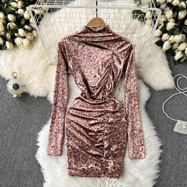 casual dresses c117 nightclub women's girl leopard print slim turtleneck velvet dress hollow folds waist bag hip vestidos, Black;gray
casual dresses c117 nightclub women's girl leopard print slim turtleneck velvet dress hollow folds waist bag hip vestidos, Black;gray