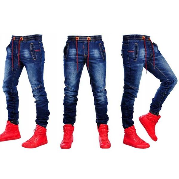 european and american men's tight-fitting explosion-style simple golden classic stretch jeans trousers, Blue
european and american men's tight-fitting explosion-style simple golden classic stretch jeans trousers, Blue