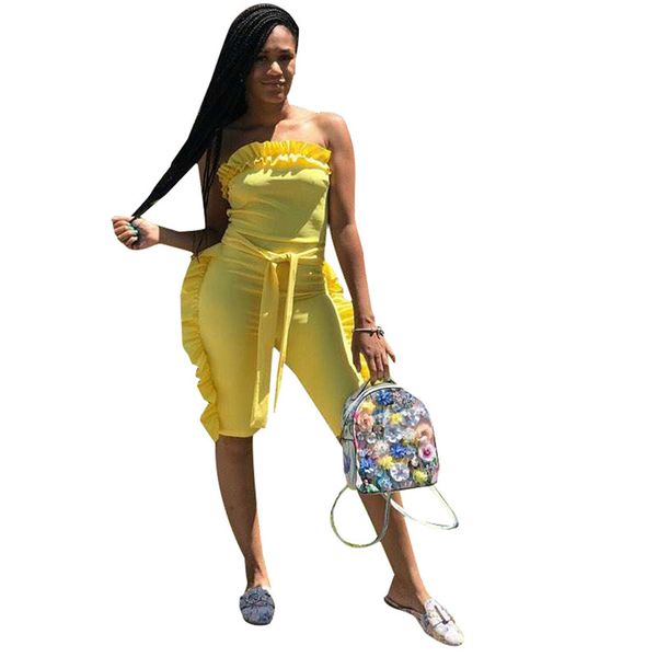 strapless ruffle jumpsuit short playsuit women summer overalls sleeveless front tie up off the shoulder bodysuit yellow jumpsuit, Black;white
strapless ruffle jumpsuit short playsuit women summer overalls sleeveless front tie up off the shoulder bodysuit yellow jumpsuit, Black;white