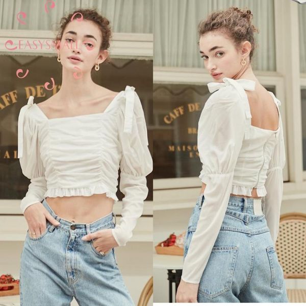women's blouses & shirts easysmall for love lemons women dress spring square collar high-end streetwear clothing high waist long puff s, White
women's blouses & shirts easysmall for love lemons women dress spring square collar high-end streetwear clothing high waist long puff s, White