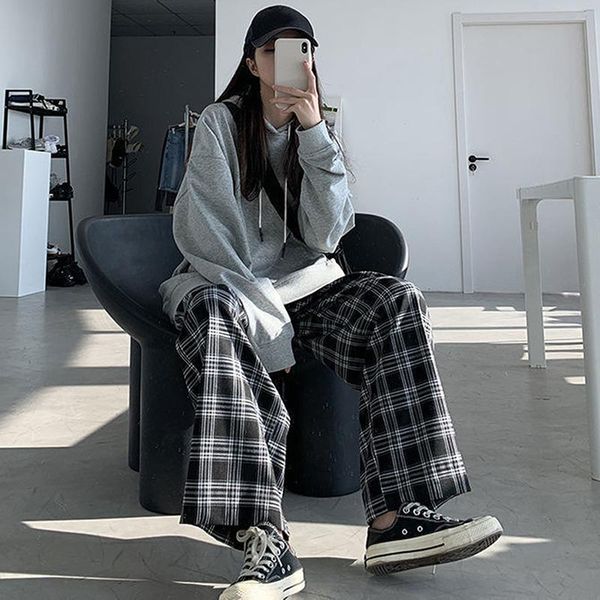 women's pants & capris wide leg womens summer fall chic high waist all-match teens streetwear ins trendy harajuku plaid trouser, Black;white
women's pants & capris wide leg womens summer fall chic high waist all-match teens streetwear ins trendy harajuku plaid trouser, Black;white