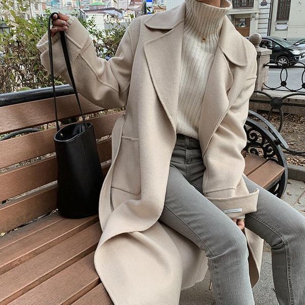 women's wool & blends 2021 autumn winter korean version turn-down collar open front real coat with pockets womens casual fashion solid, Black
women's wool & blends 2021 autumn winter korean version turn-down collar open front real coat with pockets womens casual fashion solid, Black