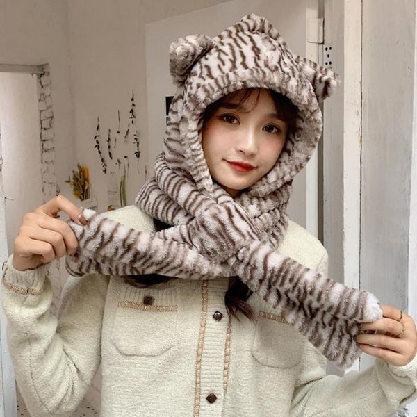 hats, scarves & gloves sets women winter 2 in 1 hooded scarf beanie hat zebra-striped cute bear ears fuzzy plush earflap cap windproof neck, Blue;gray
hats, scarves & gloves sets women winter 2 in 1 hooded scarf beanie hat zebra-striped cute bear ears fuzzy plush earflap cap windproof neck, Blue;gray