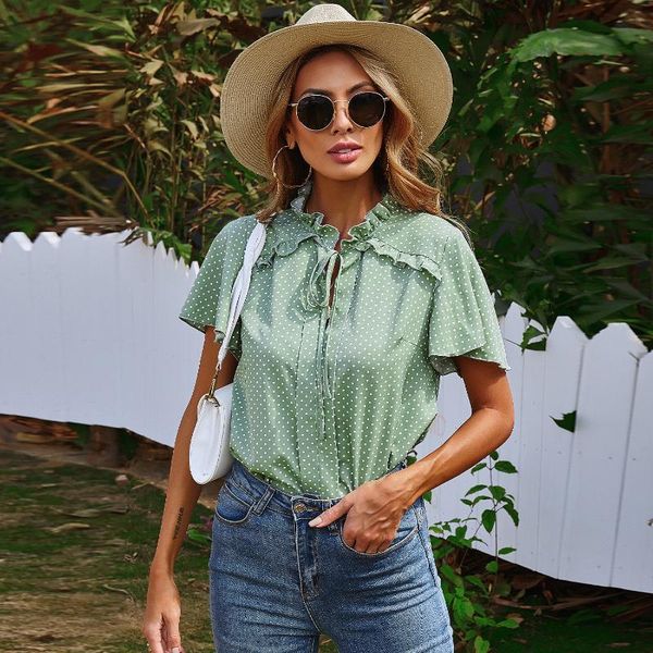women's blouses & shirts blouse women polka dot print edible tree fungs drawstring casual shirt summer office lady blusas mujer, White
women's blouses & shirts blouse women polka dot print edible tree fungs drawstring casual shirt summer office lady blusas mujer, White