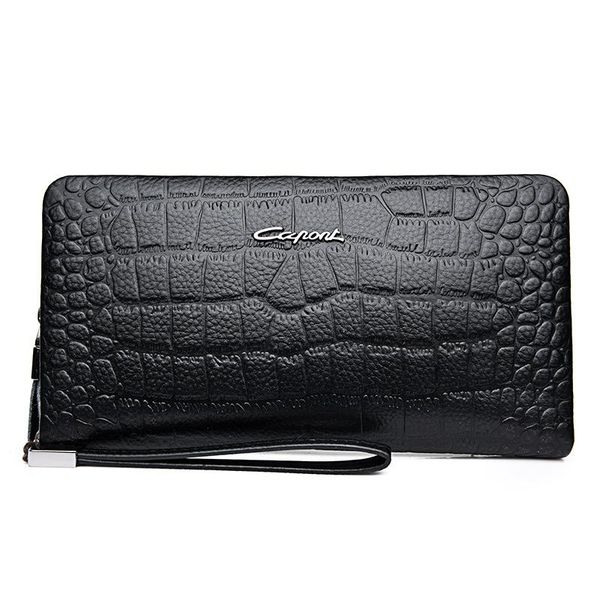 wallets fashion alligator business men's long natural real leather male cow genuine cash purses clutch card holders, Red;black