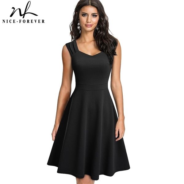 nice-forever new summer solid color retro sun dresses party flare swing women dress a246 210323, Black;gray
nice-forever new summer solid color retro sun dresses party flare swing women dress a246 210323, Black;gray