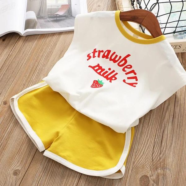 children's casual t-shirt shorts set girls print tank two-piece baby summer clothes cotton 2set clothing sets, White
children's casual t-shirt shorts set girls print tank two-piece baby summer clothes cotton 2set clothing sets, White