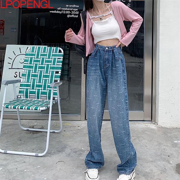 women's jeans high-waist women straight blue printed loose wide-leg pants retro cotton trousers high-quality solid color 2021 autumn
women's jeans high-waist women straight blue printed loose wide-leg pants retro cotton trousers high-quality solid color 2021 autumn