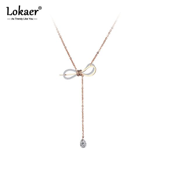 lokaer trendy aaa cz crystal three-dimensional bowknot necklace stainless steel wedding neckalce jewelry for women gifts n19037, Silver
lokaer trendy aaa cz crystal three-dimensional bowknot necklace stainless steel wedding neckalce jewelry for women gifts n19037, Silver