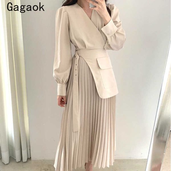 women fake two dress spring autumn solid a-line v-neck midi dresses korean simple chic fashion wild vestidos 210531, Black;gray
women fake two dress spring autumn solid a-line v-neck midi dresses korean simple chic fashion wild vestidos 210531, Black;gray