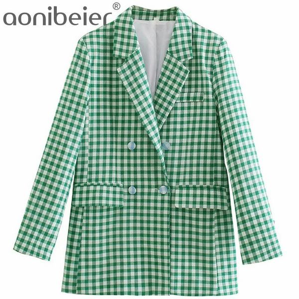 women's suits & blazers aonibeier green plaid casual autumn notched collar double breasted woman loose long jackets female checked coat, White;black
women's suits & blazers aonibeier green plaid casual autumn notched collar double breasted woman loose long jackets female checked coat, White;black