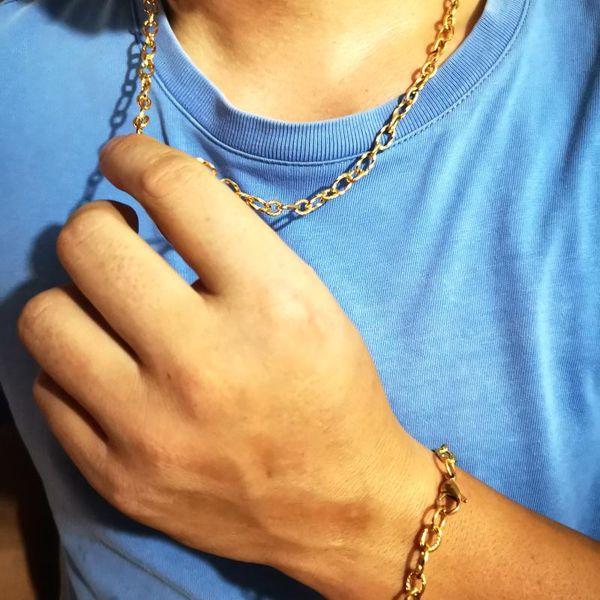 earrings & necklace mens jewelry set for gifts stainless steel gold oval chain + bracelet fashion bling 6mm wide 24 inch+ 8.5 inch, Silver
earrings & necklace mens jewelry set for gifts stainless steel gold oval chain + bracelet fashion bling 6mm wide 24 inch+ 8.5 inch, Silver