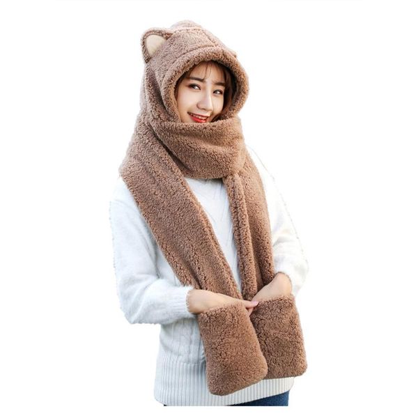 berets fashion design winter warm women cute thick solid hat ear protectors plush scarf gloves set daily accessories, Blue;gray
berets fashion design winter warm women cute thick solid hat ear protectors plush scarf gloves set daily accessories, Blue;gray