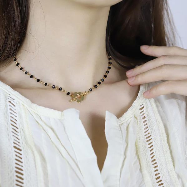 pendant necklaces luxury black glass bead chain choker necklace for women flower lariat lock collar jewelry party fashion punk charm sale, Silver
pendant necklaces luxury black glass bead chain choker necklace for women flower lariat lock collar jewelry party fashion punk charm sale, Silver