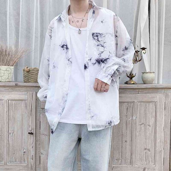 men's casual shirts korean style shirt men fashion ink printing lapel long sleeve sun-proof white/blue hip hop loose clothing hccv, White;black
men's casual shirts korean style shirt men fashion ink printing lapel long sleeve sun-proof white/blue hip hop loose clothing hccv, White;black