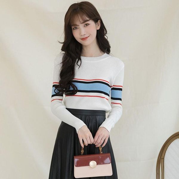 women's sweaters autumn winter knitted for women long-sleeved slim striped ladies round neck pullover jumper pull femme sweater, White;black
women's sweaters autumn winter knitted for women long-sleeved slim striped ladies round neck pullover jumper pull femme sweater, White;black