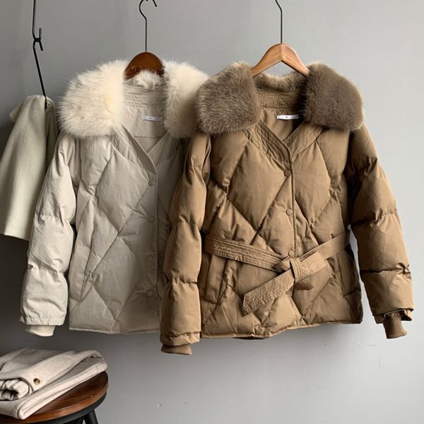 women's wool & blends fur collar thicken down cotton jackets womens v neck long sleeve casual autumn winter warm coat casaco femin, Black
women's wool & blends fur collar thicken down cotton jackets womens v neck long sleeve casual autumn winter warm coat casaco femin, Black