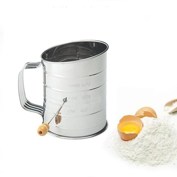 baking & pastry tools flour sifter, stainless steel hand crank sifter for baking, powder sugar and coffee strainer
baking & pastry tools flour sifter, stainless steel hand crank sifter for baking, powder sugar and coffee strainer